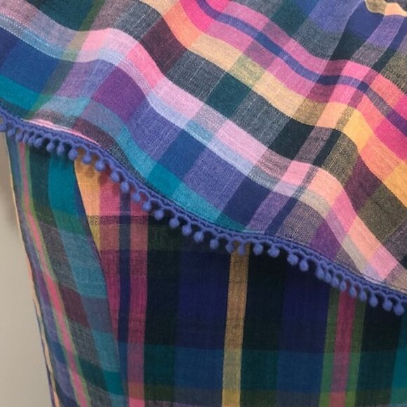 Isaac Mizrahi One Shoulder Madras Plaid Dress Deep Sea Size 0 - Picture 4 of 7